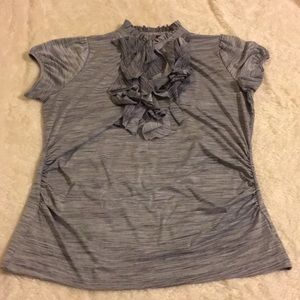 HeartSoul v-neck grey blouse with ruffles. 2X